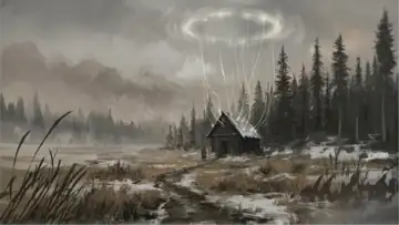 Концепт‑арт: изба под кольцом аномалии